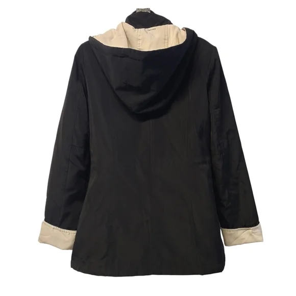 NAUTICA Women's Black Sailing Design Removable Hooded Jacket Weathergear Size S - Picture 2 of 9